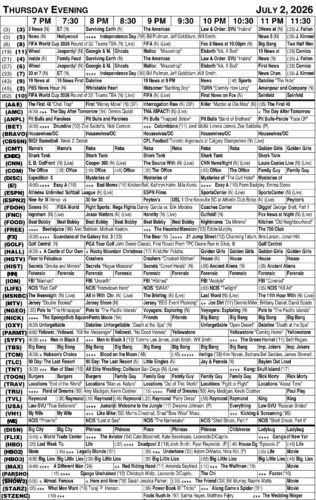 Thursday evening TV